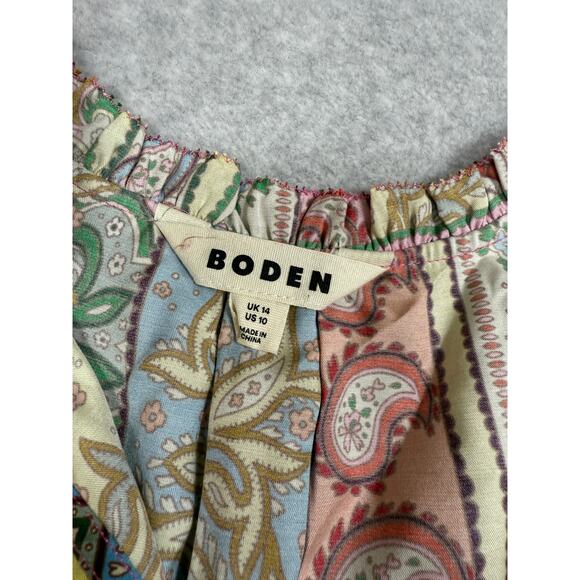 Boden Womens Size 10 Silk Viscose Romantic Blouse Multi Patchwork - Picture 3 of 10